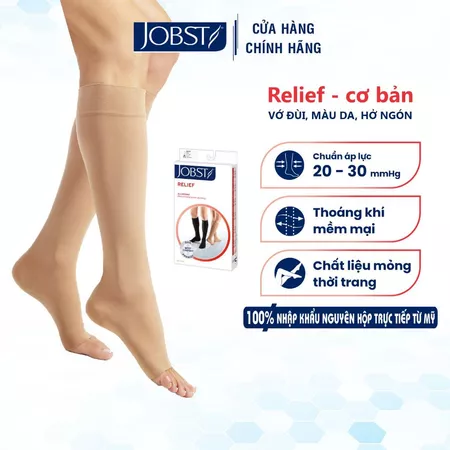 Vớ Y Khoa Gối JOBST Relief - Hở Ngón, Màu Da, Chuẩn Áp Lực 20-30mmHg