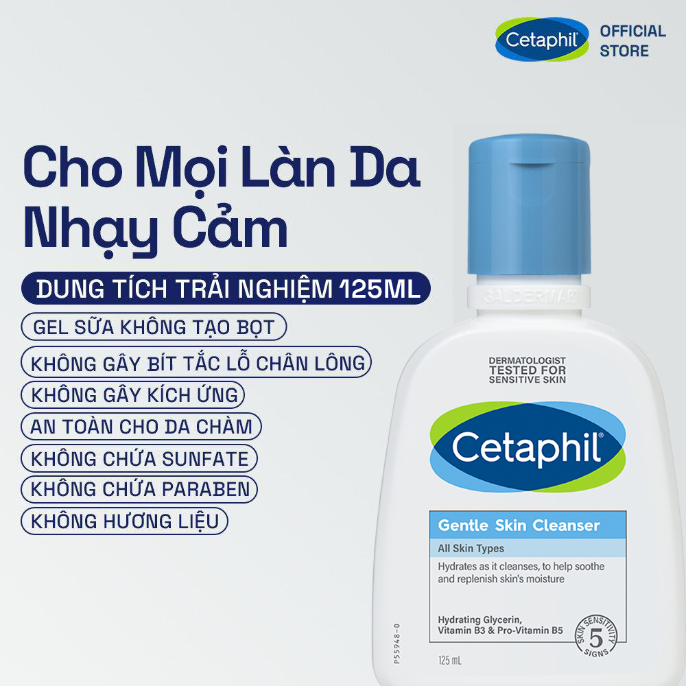Sữa rửa mặt dịu lành cho da nhạy cảm CETAPHIL GENTLE SKIN CLEANSER 125ML