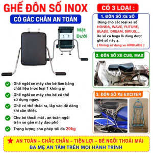GHẾ ĐÔN SỐ INOX , CÓ GÁC CHÂN AN TOÀN