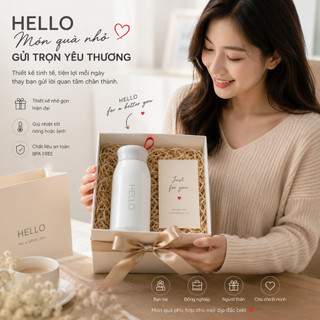 Bình giữ nhiệt Hello 520ml,  khắc nội dung theo yêu cầu, giữ nóng lạnh 12H, Inox 304 màu sắc nổi bật