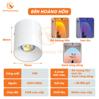 Đèn Rọi Decor Gắn Nổi 10W COB Xoay 350° Đèn Chiếu Điểm Trang Trí Tường Nhà, Nội Thất - BH 2 năm