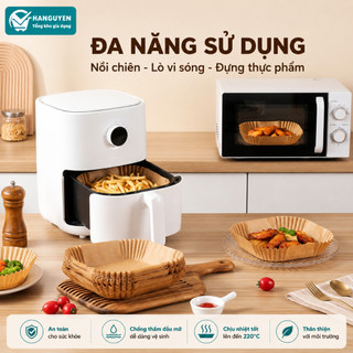 Combo 100 giấy nến vuông chống dính cho nồi chiên không dầu, hỗ trợ nướng bánh và chế biến thực phẩm