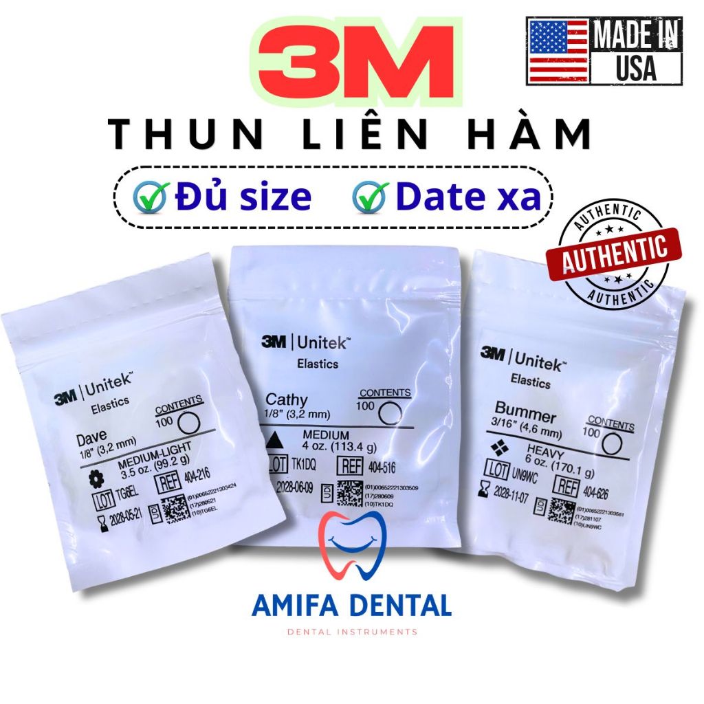 [USA] Thun Liên Hàm 3M Unitek Elastics 3M, Chun Chỉnh Nha 3M Chính Hãng Mỹ, Chun Kéo Niềng Răng