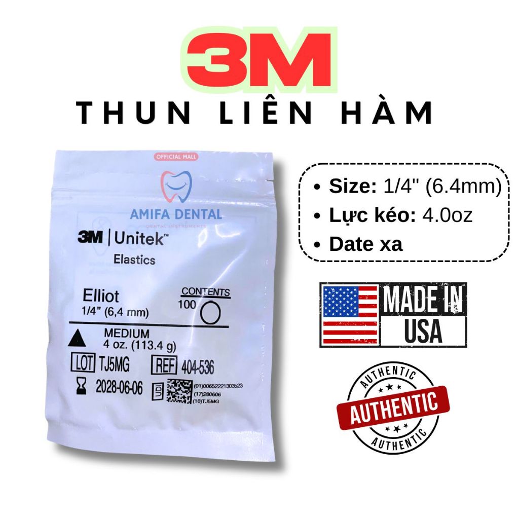 [USA] Thun Liên Hàm 3M Unitek Elastics 3M, Chun Chỉnh Nha 3M Chính Hãng Mỹ, Chun Kéo Niềng Răng