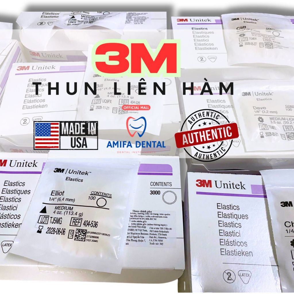 [USA] Thun Liên Hàm 3M Unitek Elastics 3M, Chun Chỉnh Nha 3M Chính Hãng Mỹ, Chun Kéo Niềng Răng
