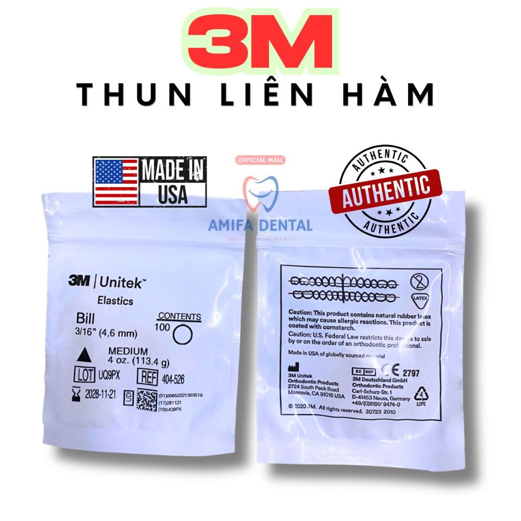 [USA] Thun Liên Hàm 3M Unitek Elastics 3M, Chun Chỉnh Nha 3M Chính Hãng Mỹ, Chun Kéo Niềng Răng