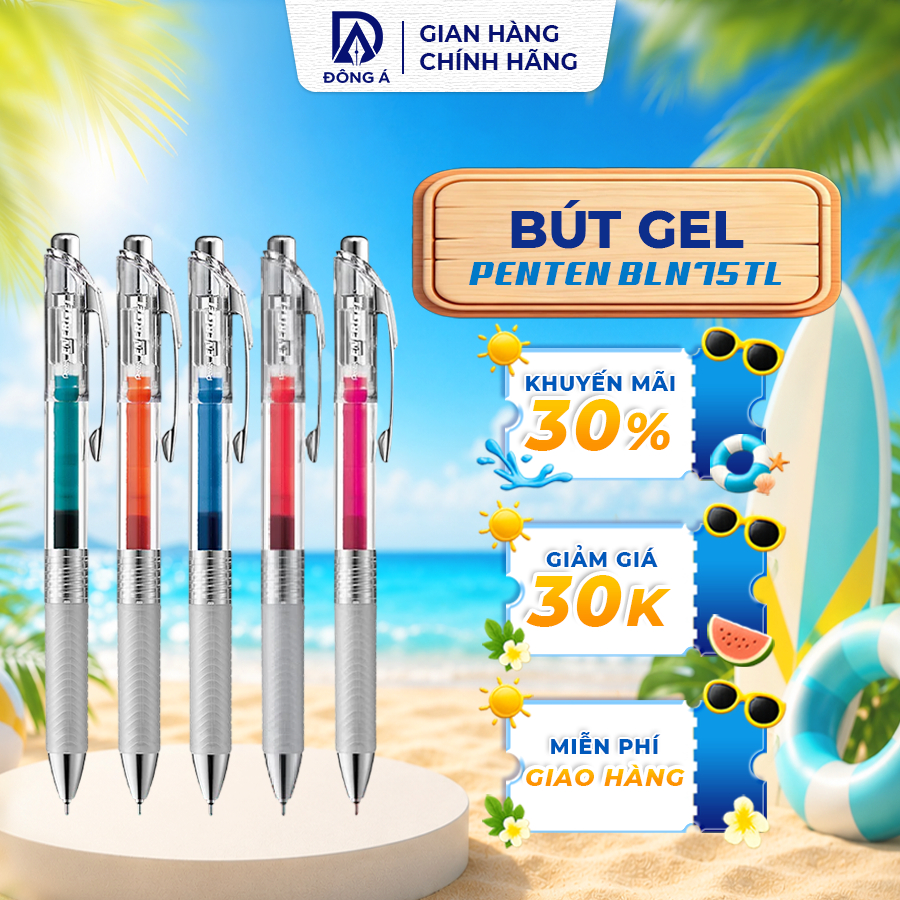 Bút gel Pentel Energel BLN75TL ngòi 0.5mm viết trơn mượt nhanh khô không lem không nhoè