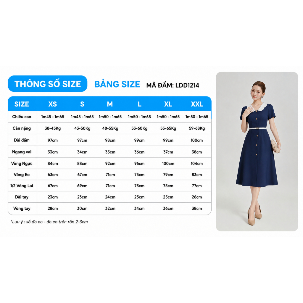 Đầm Nữ Form A Xòe GUMAC Phối Bâu Trắng Đính Nút Có Túi Tôn Dáng LDD1214