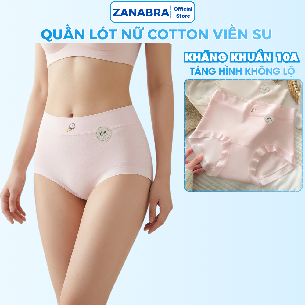 [ Hàng Mới Về ] Quần lót nữ cotton viền su kháng khuẩn không hằn viền ôm trọn vòng 3 mềm mịn co giãn tốt ZANABRA L6017