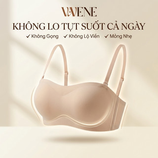 Áo lót cúp ngực tàng hình nữ, Áo quây su trơn Vanvene AL397 không gọng đệm mỏng cúp 3D không dây chống tụt hở vai