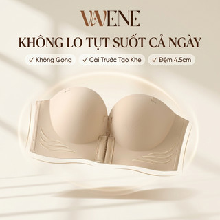 Áo lót su cài trước VANVENE AC667 không gọng đệm dày nâng ngực tạo khe, áo ngực nữ không dây chống tụt cao cấp