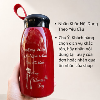 Bình giữ nhiệt Hello, giữ nóng lạnh 12 tiếng, khắc tên theo yêu cầu, inox 304, không mùi, có 3 màu