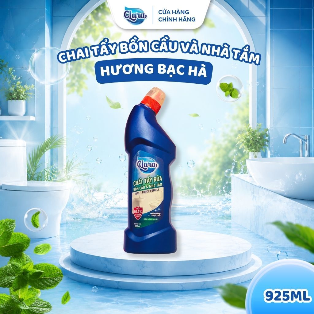 Tẩy Bồn Cầu & Nhà Tắm Clara Hương Bạc Hà 925ml Chính Hãng CVNNT011, Chai Làm Sạch Mảng Bám Hiệu Quả Hàng Chính Hãng