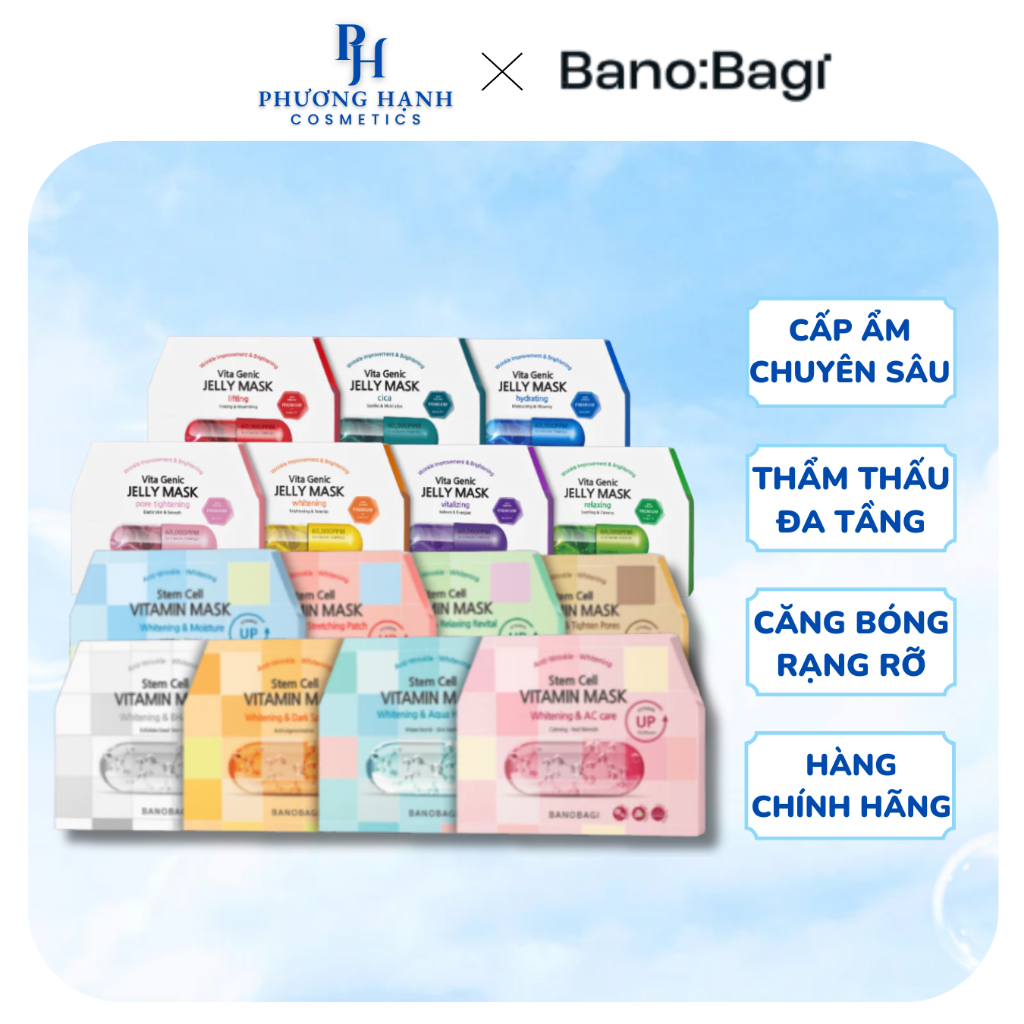 Mặt Nạ Banobagi ĐỦ LOẠI Stem Cell, Vita Genic, Skin Booster Truyền Dưỡng Chất, Cấp Ẩm, Dưỡng Da, Giảm Mụn Chăm Sóc Da
