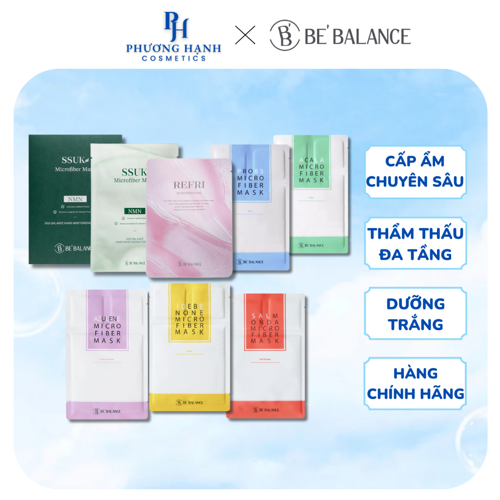 Mặt Nạ Vải Vi Sợi BeBalance Vải Vi Sợi Micro Fiber Mask Hàn Quốc Phục Hồi Cấp Ẩm Dưỡng Trắng Chuyên Sâu