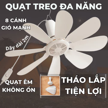 Quạt trần 8 cánh không tiếng ồn GEARSHOP quạt treo trần gió mạnh vượt trội tiết kiệm điện, quạt điện treo màn chống muỗi