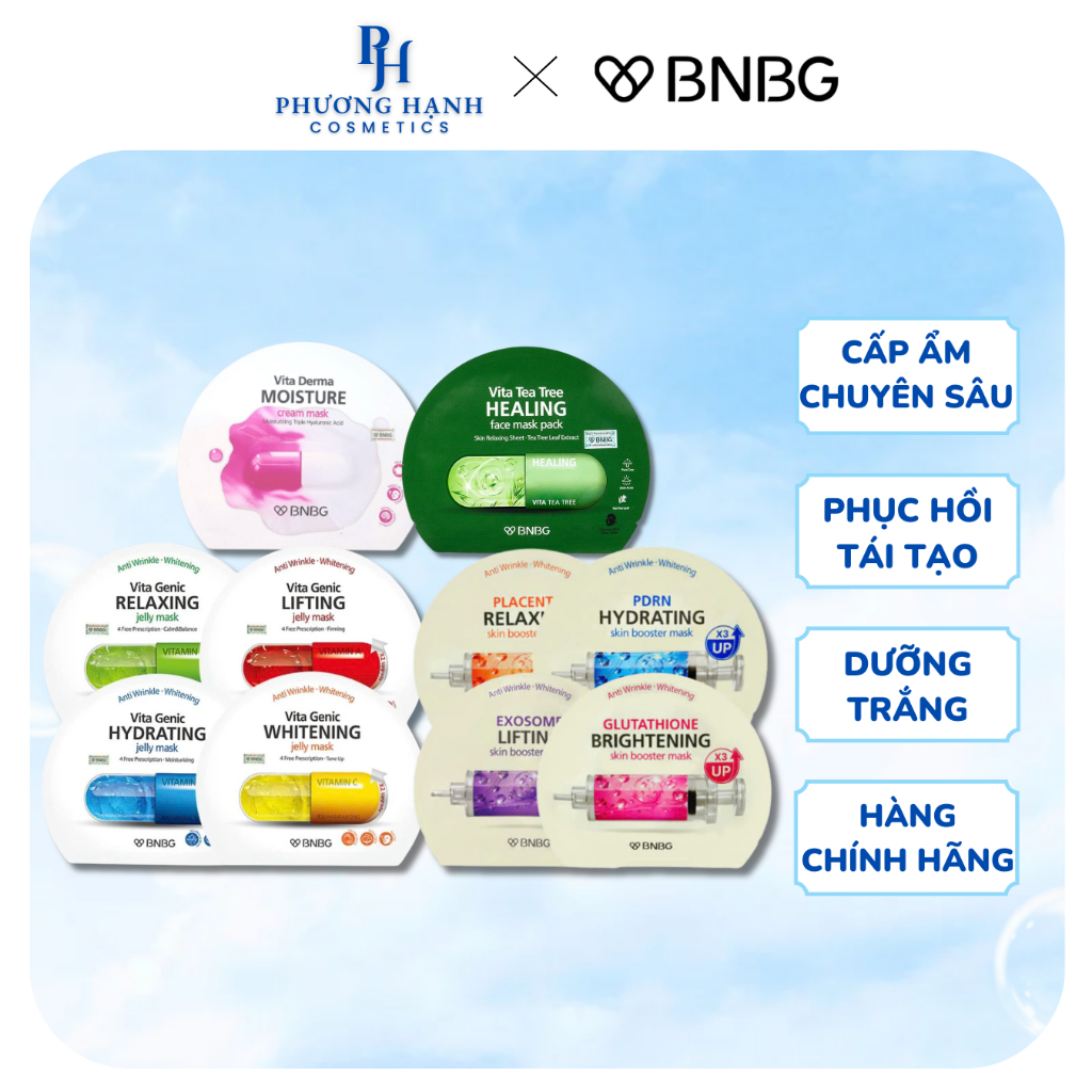 Mặt Nạ BNBG ĐỦ LOẠI Vita Genic, Skin Booster, Tràm Trà Hàn Quốc Dưỡng Sáng, Cấp Ẩm, Phục Hồi Hàn Quốc