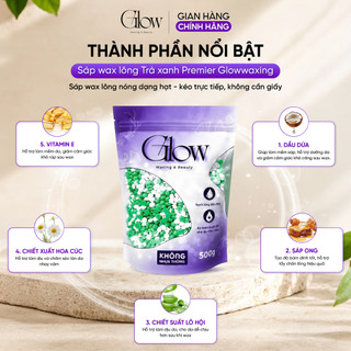 Sáp Wax Lông Trà Xanh Mix Sữa Dừa Gói 100gr GLOWWAXING Dùng Cho Da Nhạy Cảm CHE TÊN
