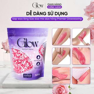 Sáp Wax Lông Sữa Dừa Mix Hoa Hồng Chuyên Wax Bikini, Body Siêu Bám Lông GLOWWAXING Tặng Que Gỗ