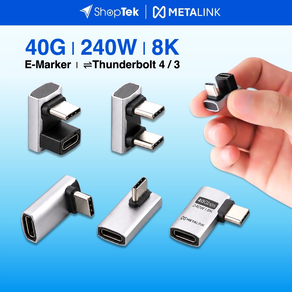 METALINK Đầu chuyển USB4 C to C 90 - 180 độ 240W 40G 8K chip E-maker, tương thích Thunderbolt 4/3