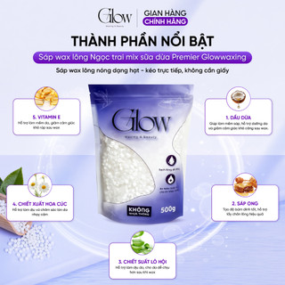 Sáp Wax Lông Sữa Dừa + Ngọc Trai GLOWWAXING Dùng Được Cho Da Nhạy Cảm - Tặng Que Gỗ