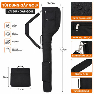 Túi đựng gậy golf đi tập vải dù gấp gọn sx Việt Nam chống thấm nước , đựng được 8 đến 10 gậy