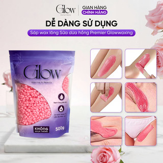 Sáp Wax Lông Dừa Hồng Premier GLOWWAXING Siêu Bám Lông Dùng Wax Body Tay Chân Hiệu Quả Tặng Que