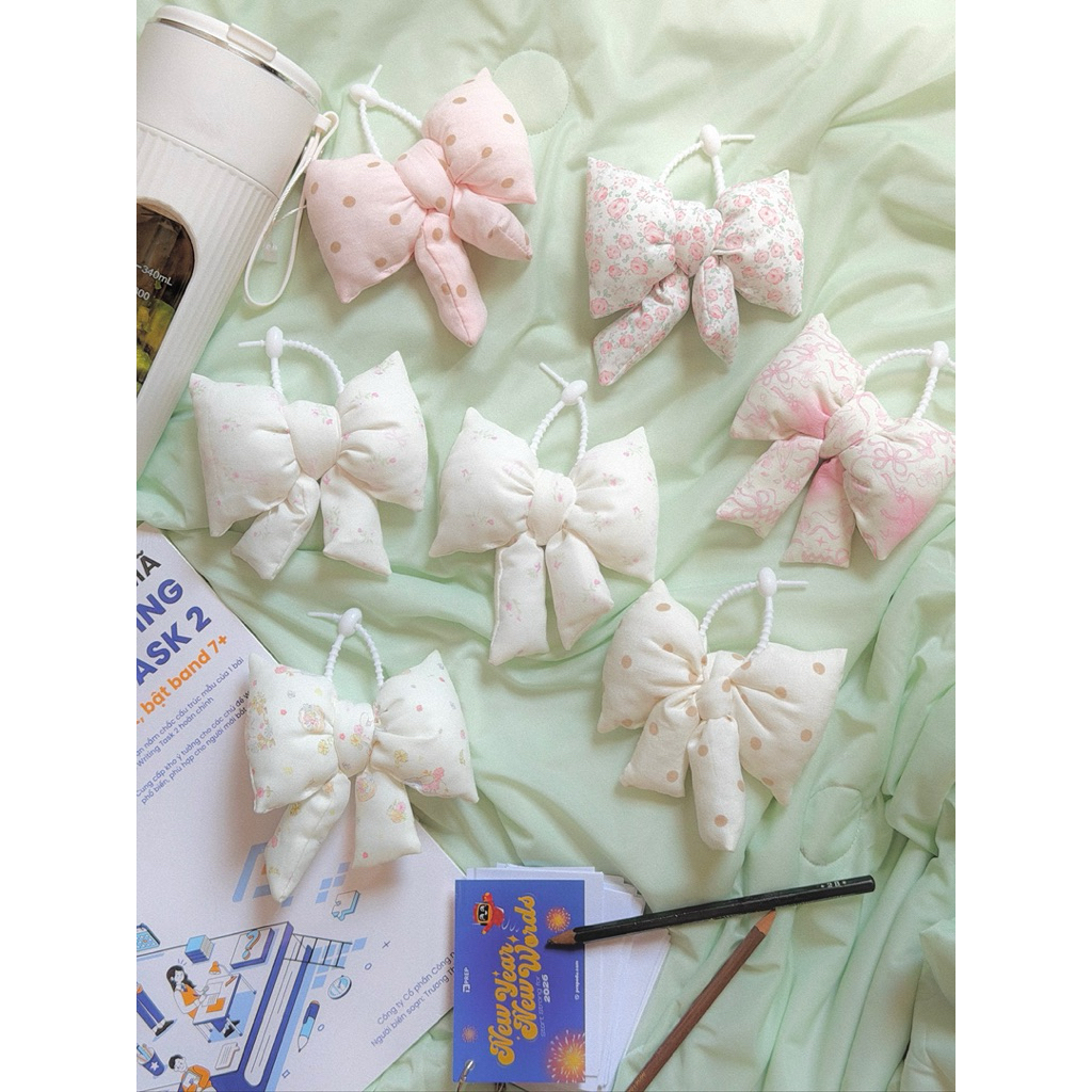 Móc Khoá Charm Nơ Phao Ribbon Ruy Băng Túi Xách Phụ Kiện Điện Thoại Màu Pastel Nữ Tính Quà Tặng Dễ Thương Độc Đáo