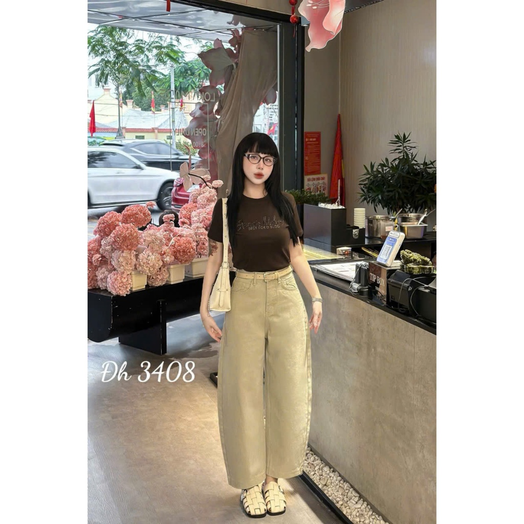 [Sẵn/QC] Quần Jeans Nữ Ống Cong Dài 90/23cm Chất Mềm Đủ Màu Tặng Kèm Đai #3408