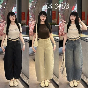 Quần Jeans Nữ Ống Cong Dài 90/23cm Chất Mềm Đủ Màu Tặng Kèm Đai #3408