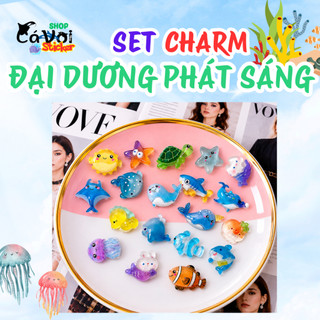 Set 19 Charm Đại Dương Phát Sáng Trong Suốt Gắn Dép | Cá Heo Cá Voi Sao Biển Rùa Biển Sứa Kawaii Resin Cao Cấp