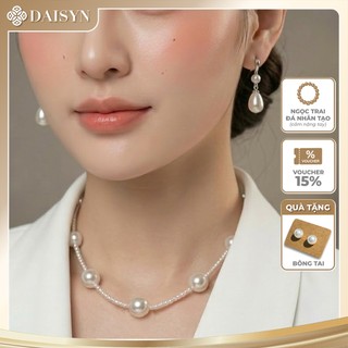 [N1189] Vòng Cổ, Dây Chuyền Ngọc Nhân Tạo Trắng Hạt 3li Phối 12li Sang Trọng - DAISYN.