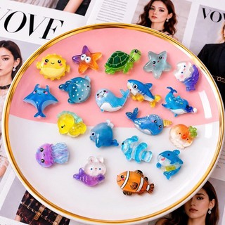 Set 19 Charm Đại Dương Phát Sáng Trong Suốt Gắn Dép | Cá Heo Cá Voi Sao Biển Rùa Biển Sứa Kawaii Resin Cao Cấp