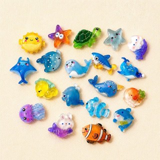 Set 19 Charm Đại Dương Phát Sáng Trong Suốt Gắn Dép | Cá Heo Cá Voi Sao Biển Rùa Biển Sứa Kawaii Resin Cao Cấp