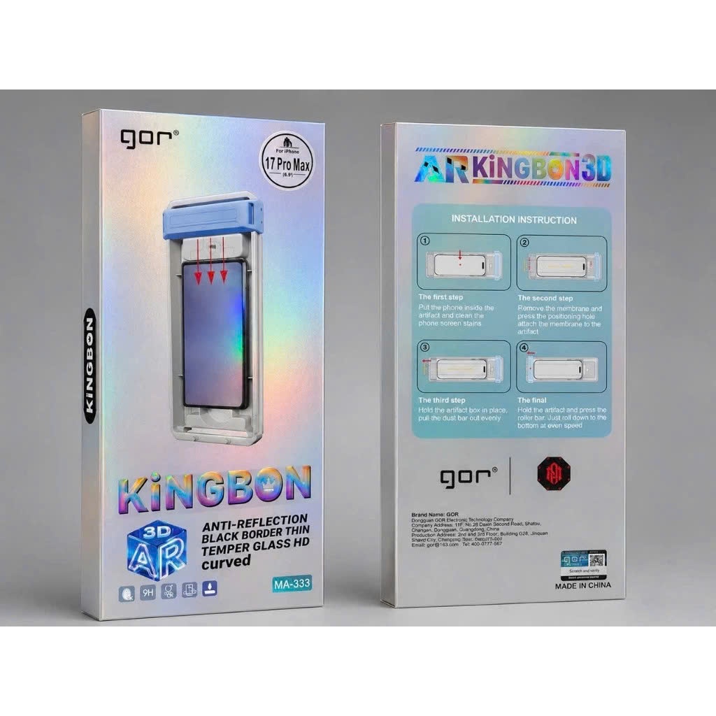 Cường Lực GOR 3D Có Khung Chống Chói Full Tràn Viền Vát Cạnh  MA-333| MA-334 Chính Hãng cho iP