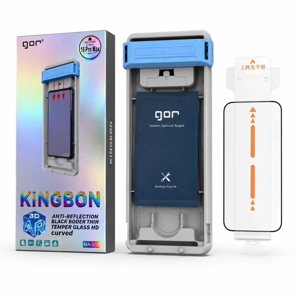 Cường Lực GOR 3D Có Khung Chống Chói Full Tràn Viền Vát Cạnh  MA-333| MA-334 Chính Hãng cho iP
