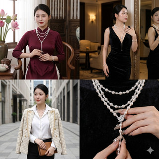 [N1196] Vòng Cổ, Dây Chuyền Ngoc Trai Đá Trắng Nhân Tạo Khoá Lá Phụ Kiện Xinh Xắn Cho Nữ, Sang Trọng - DAISYN