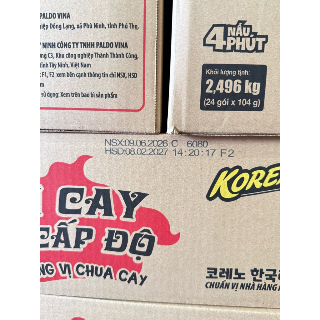 [DATE MỚI] 1 Thùng Mì Cay Koreno 7 Cấp Độ Mẫu Mới 24 Gói x 104G