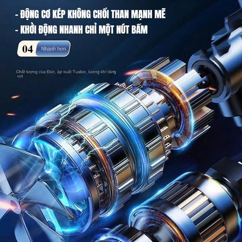 Bơm lốp mini di động dùng pin sạc cao cấp Viet Depot dùng cho Ô tô, Xe đạp, Xe máy, Xe điện, Bóng đá