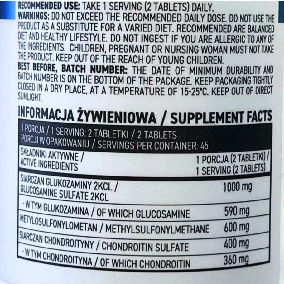 Ostrovit Glucosamine + MSM + Chondroitin hổ trợ xương khớp dây chằng