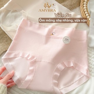 Quần Lót Nữ Cạp Cao Ôm Dáng Êm Ái, Quần Chip Nữ Cotton Mịn Thấm Hút Thoáng Khí AMYBRA L6017