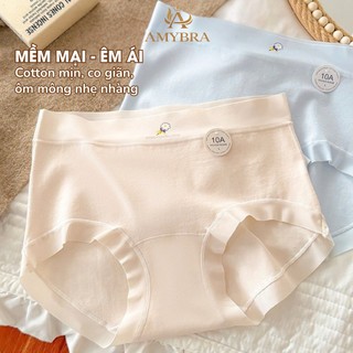 Quần Lót Nữ Cạp Cao Ôm Dáng Êm Ái, Quần Chip Nữ Cotton Mịn Thấm Hút Thoáng Khí AMYBRA L6017