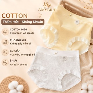 Quần Lót Nữ Cạp Cao Ôm Dáng Êm Ái, Quần Chip Nữ Cotton Mịn Thấm Hút Thoáng Khí AMYBRA L6017