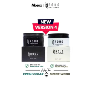 Sáp vuốt tóc nam giới Roug Matte Clay 90gr màu đen , Matt Clay 90gr màu trắng