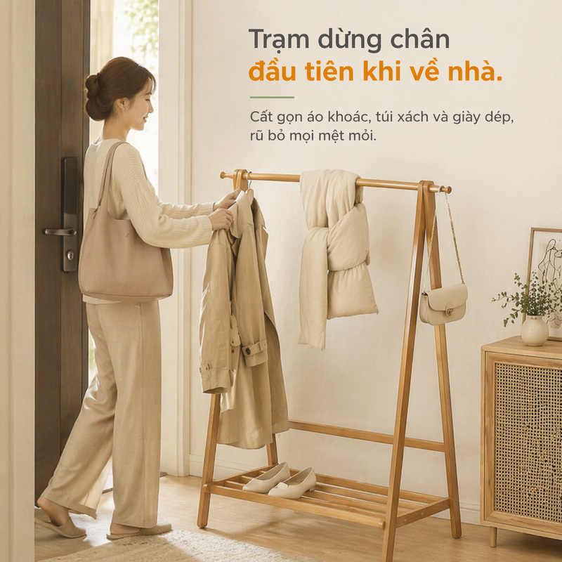 LACCOHUG Giá Treo Quần Áo Kệ Treo Quần Áo Gỗ 1-2 Tầng Cố Định Dung Tích Lớn Cho Phòng Ngủ | BigBuy360 - bigbuy360.vn
