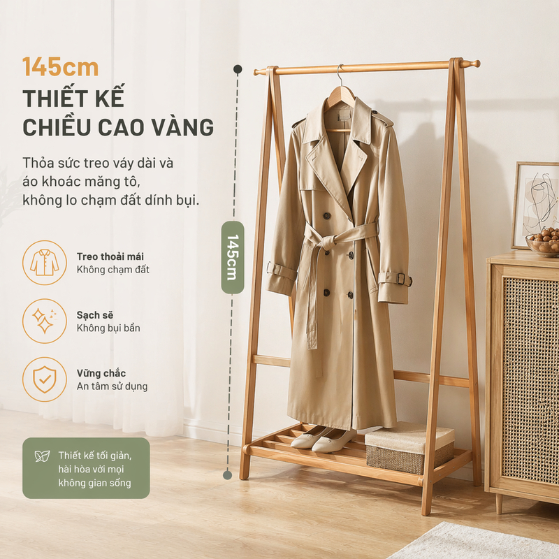 LACCOHUG Giá Treo Quần Áo Kệ Treo Quần Áo Gỗ 1-2 Tầng Cố Định Dung Tích Lớn Cho Phòng Ngủ | BigBuy360 - bigbuy360.vn