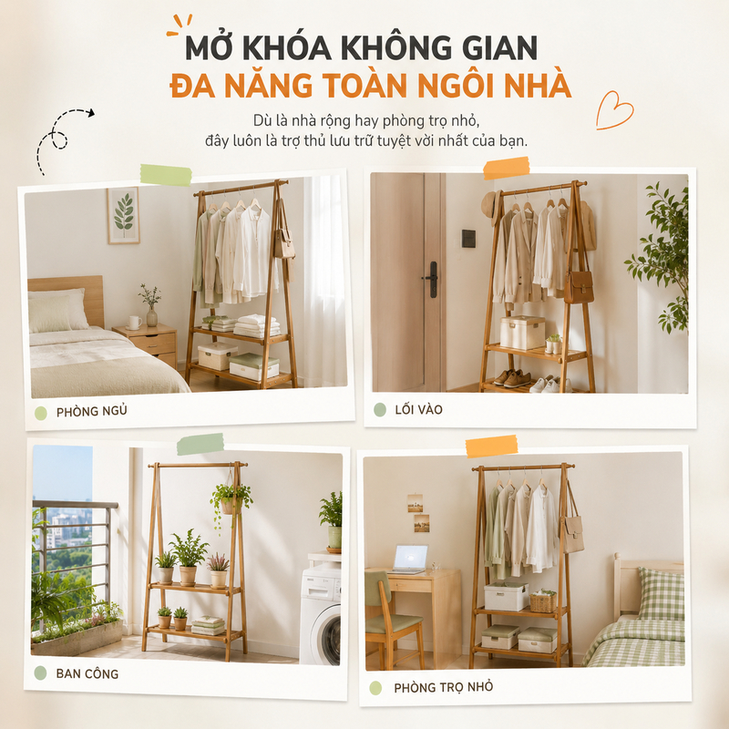 LACCOHUG Giá Treo Quần Áo Kệ Treo Quần Áo Gỗ 1-2 Tầng Cố Định Dung Tích Lớn Cho Phòng Ngủ | BigBuy360 - bigbuy360.vn