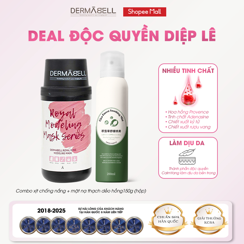 Combo Xịt Khoáng + Mặt Nạ Thạch Dẻo Hoa Hồng 150g (Kèm Dụng Cụ Trộn)