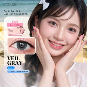 Kính áp tròng khoá ẩm 8H 3 Tháng Màu Xám Lạnh Tự Nhiên CARASE, Lens cận VEIL GRAY