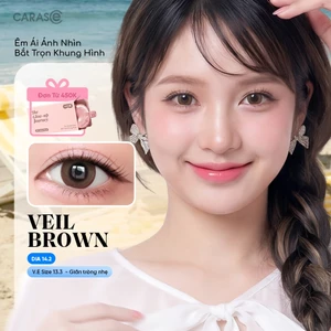 Kính áp tròng khoá ẩm 8H 3 Tháng Màu Nâu Olive Tự Nhiên CARASE, Lens cận VEIL BROWN